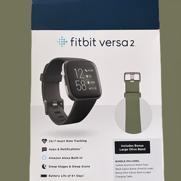 fitbit Other - Fitbit Versa 2 Smart Watch Black Band (S & L Bands) with original box charger